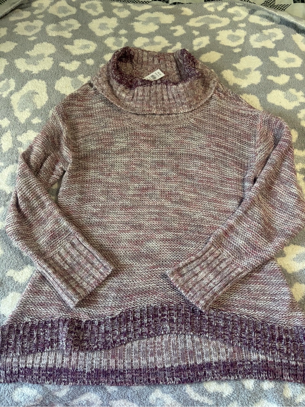 Tantrums Mauve Pink, Gray, and Silver Marled Cozy Cowl Neck Sweater Women’s XL
